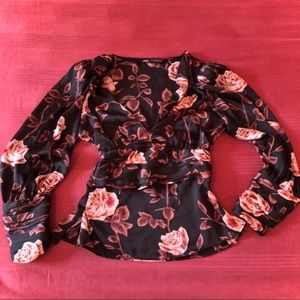 NEW Zara Deep v neck corset blouse with padded puff long sleeves